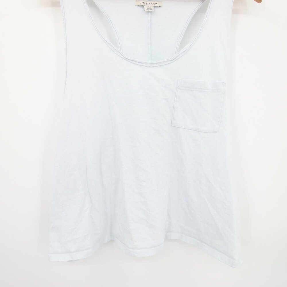 American Eagle Top Light Blue Racerback Scoop Round Neck 100% Cotton Large - Picture 3 of 8
